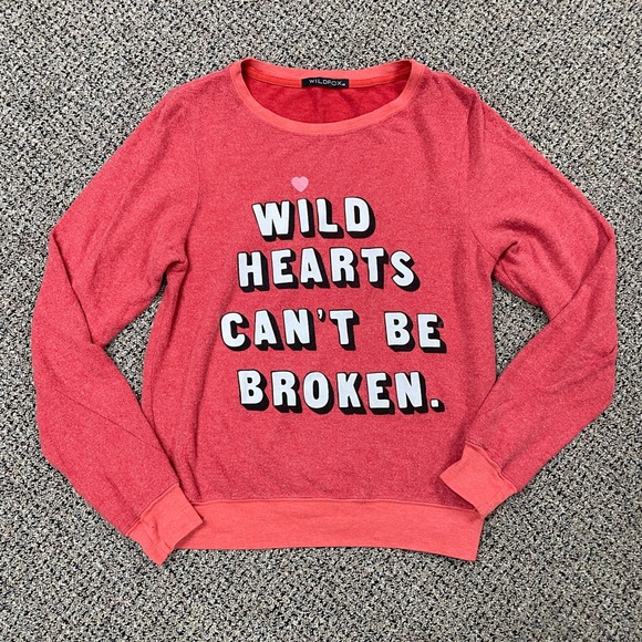 NWOT Wildfox Red Sweatshirt Size XS "Wild Hearts Can't Be Broken" Retail $108 - Picture 3 of 6